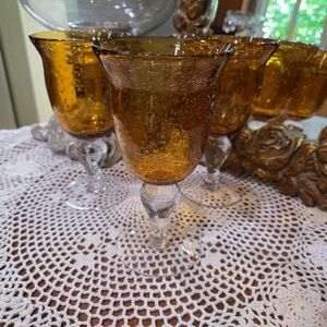 Amber Glass Goblet Set